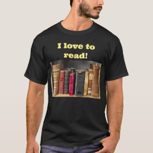 Camiseta Eu adoro ler, livros antigos