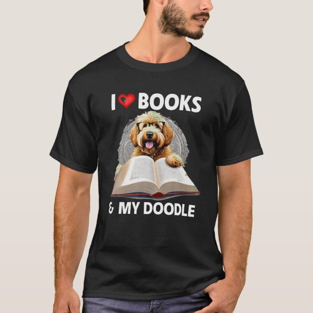 Camiseta Eu adoro livros e o meu Ouro de cão lendo mãe (Frente)