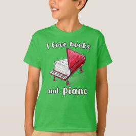 Camiseta Eu Adoro Livros E Piano, Autêntica Arte Livre