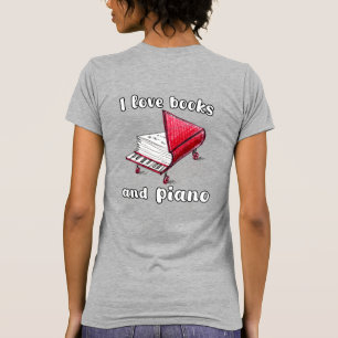 Camiseta Eu Adoro Livros E Piano, Autêntica Arte Livre