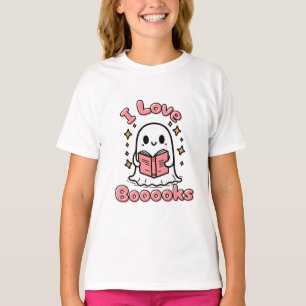Camiseta eu adoro livros fantasma halloween