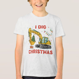 Camiseta Eu Adoro Luzes de Natal Escavadeira Fofo Crianças