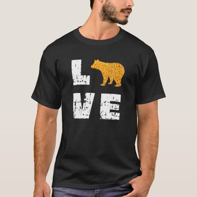 Camiseta Eu Adoro Mac E Queijo Urso Silhouette Distante (Frente)