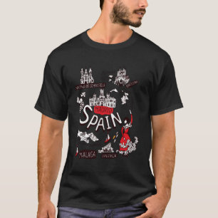 Camiseta Eu adoro Mapa de Espanhas de Espanha com Estilo Tr