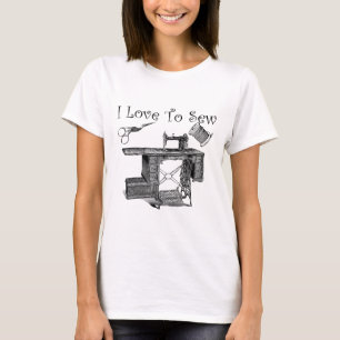 Camiseta Eu Adoro Mastigar Arte De Máquinas De Costura