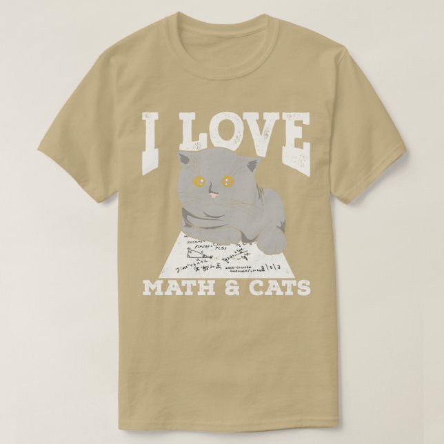 Camiseta Eu Adoro Matemática E Gatos (Frente do Design)