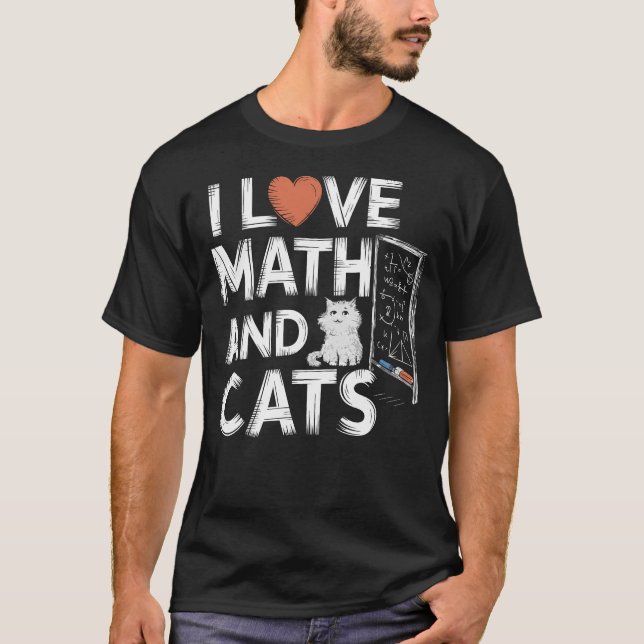 Camiseta Eu Adoro Matemática E Gatos Engraçados No Ensino D (Frente)