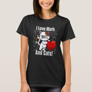 Camiseta Eu adoro Matemática e Gatos Homens Bons Estudos de