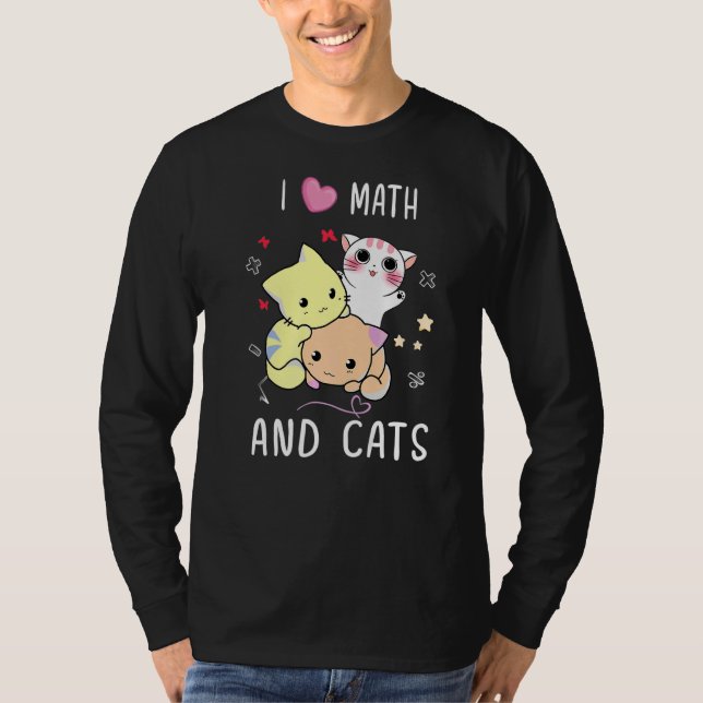 Camiseta Eu Adoro Matemática E Gatos Matemáticos Formam Núm (Frente)