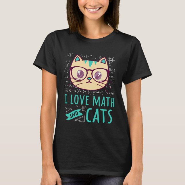 Camiseta Eu Adoro Matemática E Gatos Tabby Felines Mathemic (Frente)
