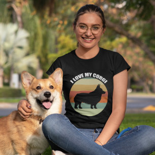 Camiseta Eu adoro meu corgi, fofo, retrógrado, cão solteiro