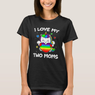 Camiseta Eu adoro meus dois Mães LGBT Gay lésbicas lindas