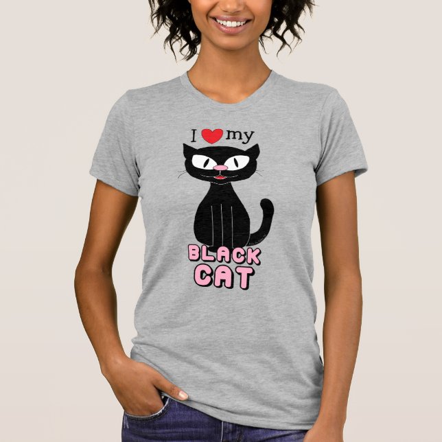 Camiseta Eu adoro minha gata negra (Frente)