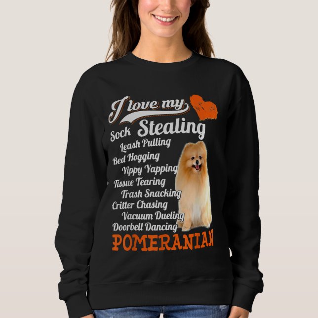 Camiseta Eu Adoro Minha Meia Roubando Lâmina Puxando Pomerâ (Frente)