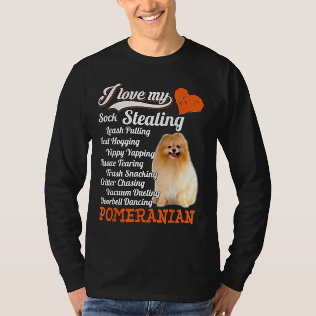 Camiseta Eu Adoro Minha Meia Roubando Lâmina Puxando Pomerâ (Frente)