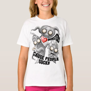 Camiseta Eu adoro monstros porque Pessoas são péssimas