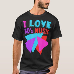 Camiseta Eu adoro música anos 80 80s Moda 80s Canções Vinta