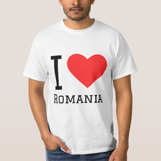 Camiseta Eu adoro o autocolante da romênia (Frente)