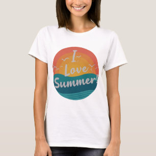 Camiseta Eu adoro o básico das mulheres de verão