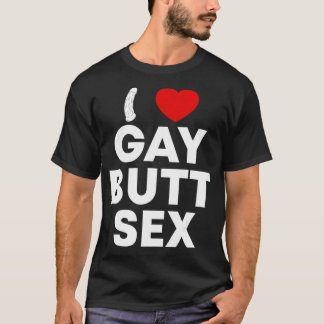 Camiseta Eu adoro o Bumbum do coração Gay Anal Brinquedo En