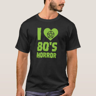 Camiseta Eu adoro o Horror Heart Pentagram Scary Movie Retr