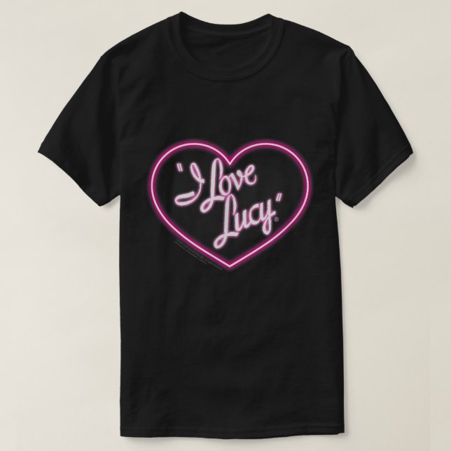 Camiseta Eu adoro o logotipo Lucy Neon (Frente do Design)