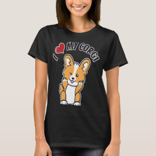 Camiseta Eu adoro o meu cachorro cãozinho com um coração gr