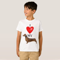 Eu adoro o meu filho do Coração Vermelho Dachshund