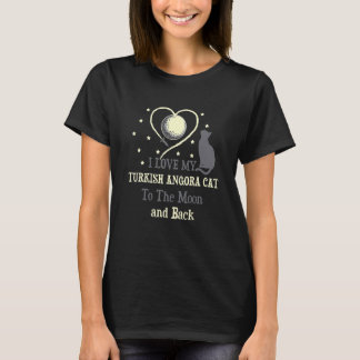 Camiseta Eu adoro o meu gato angorá turco para a lua