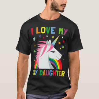 Camiseta Eu adoro o meu Gay Filha Unicórnio Pai de Gay