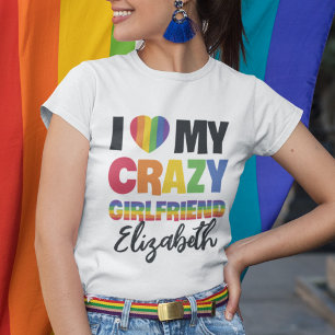 Camiseta Eu adoro o meu nome lgbt do orgulho namorada arco-