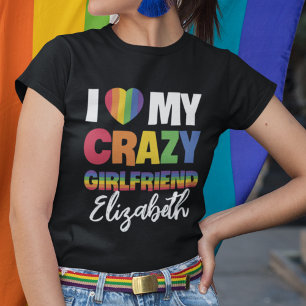 Camiseta Eu adoro o meu nome lgbt do orgulho namorada arco-