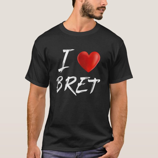 Camiseta Eu adoro o nome da família Heart BRET (Frente)