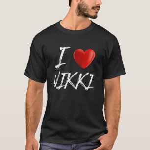 Camiseta Eu adoro o nome da família Heart NIKKI