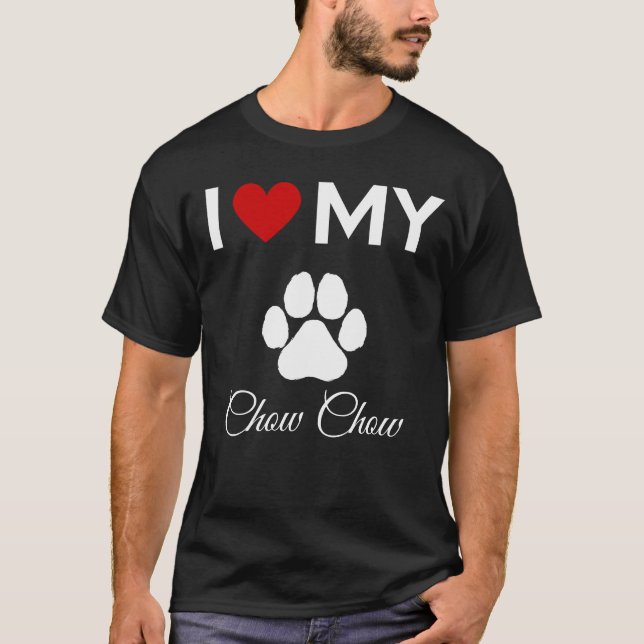 Camiseta Eu adoro o texto personalizado do meu cão Chow Cho (Frente)