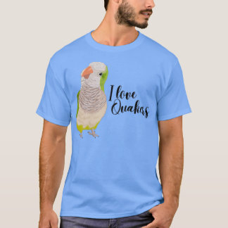 Camiseta Eu adoro o texto preto do papagaio verde