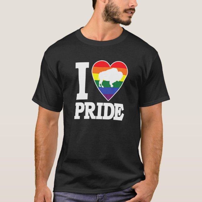 Camiseta Eu Adoro Orgulho Buffalo Ny Lgbtq Linda Arco-Íris  (Frente)