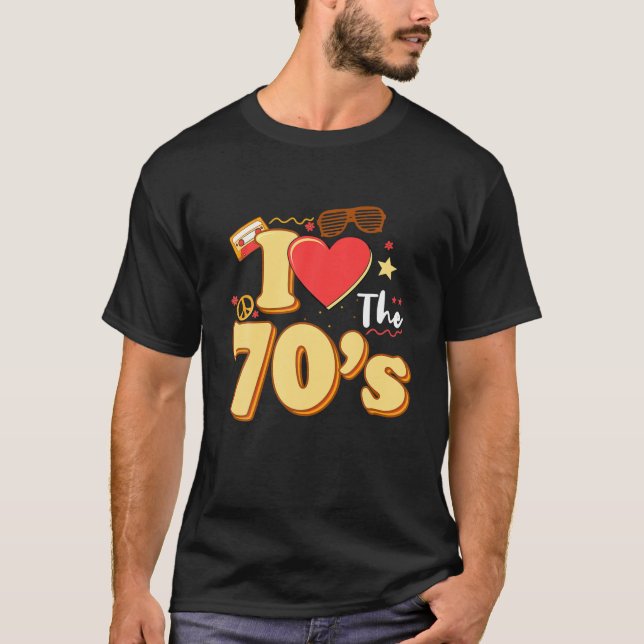 Camiseta Eu Adoro Os Anos setenta Cardíacos Dos Anos 70, Le (Frente)