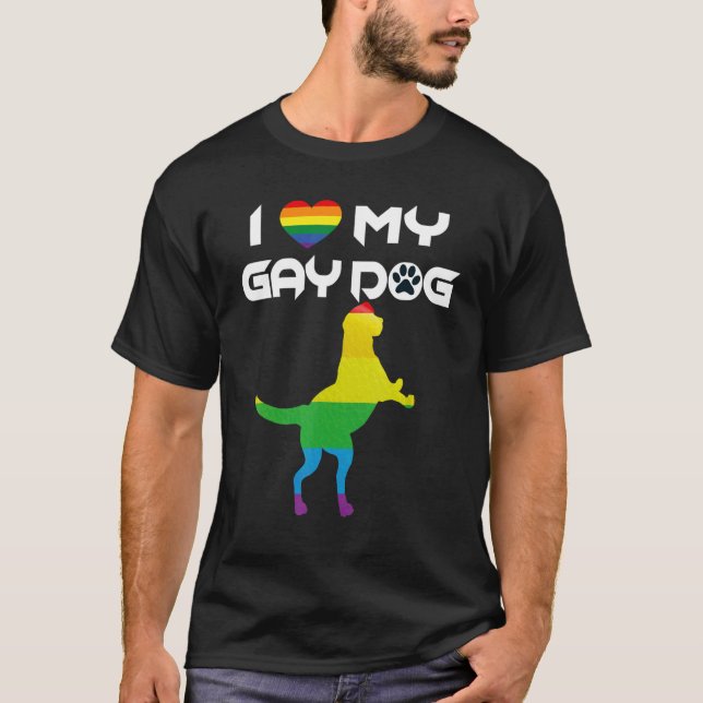 Camiseta Eu adoro os meus cães Gay Rainbow Pride LGBT (Frente)