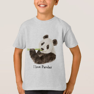 Camiseta Eu adoro Pandas Asian Bear, Watercolor Animal