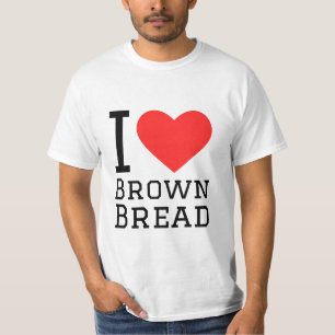 Camiseta Eu adoro pão castanho e adesivo quadrado