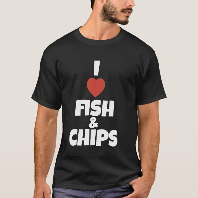 Camiseta Eu Adoro Peixe E Batatas Fritas Tradicional Britân (Frente)