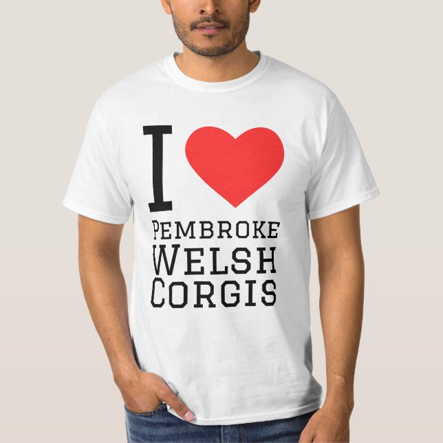 Camiseta Eu adoro pembroke welsh corgis (Frente)