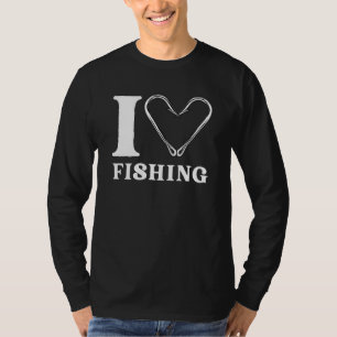 Camiseta Eu Adoro Pescar Ganchos Coração