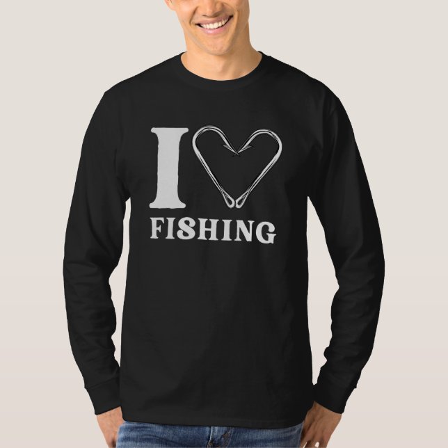Camiseta Eu Adoro Pescar Ganchos Coração (Frente)