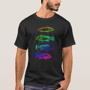 Camiseta Eu Adoro Pescar O Mar Marinho Arco Arco-Íris Darwi