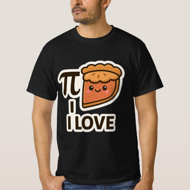 Camiseta Eu adoro Pi Sticker - Design de Teto e Pie Pun (Frente)