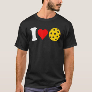 Camiseta Eu Adoro Pickleball Paddleball Lover Red Heart Val