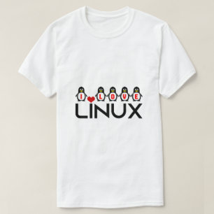 Camiseta Eu adoro pinguins Linux geek único e engraçado
