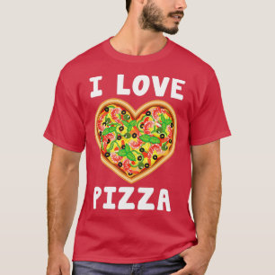 Camiseta Eu Adoro Pizza Comida Amantes Coração Dotado Engra